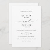 Einfache Elegante Luxus Schwarz und Weiß Hochzeit Einladung (Vorne/Hinten)