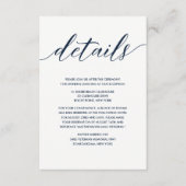 Einfache Elegante Marine und White Wedding Details Begleitkarte (Vorderseite)