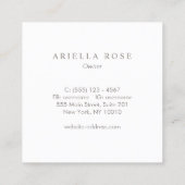 Einfache, elegante Marmorplatte Beruflich S Quadratische Visitenkarte (Rückseite)