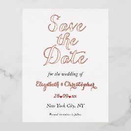 Einfache elegante Marsala White Wedding Save the D Folie Einladungspostkarte