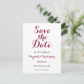 Einfache elegante Marsala White Wedding Save the D Postkarte (Stehend Vorderseite)