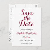 Einfache elegante Marsala White Wedding Save the D Postkarte (Vorne/Hinten)