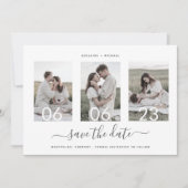 Einfache Elegante Minimal 4 Foto Collage Hochzeit Save The Date (Vorderseite)