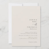 Einfache Elegante Minimal Beige Hochzeit Einladung (Vorderseite)