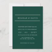 Einfache Elegante Minimal Emerald Green Wedding Einladung (Vorderseite)
