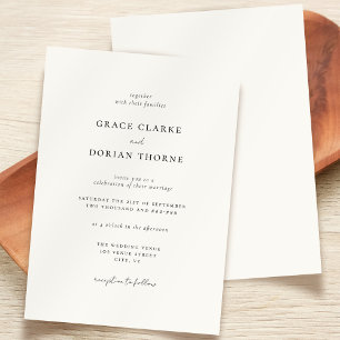 Einfache Elegante Minimal Ivory White Neutral Wedd Einladung
