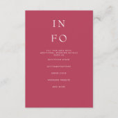 Einfache Elegante Minimal Modern Magenta Hochzeit Begleitkarte (Vorderseite)