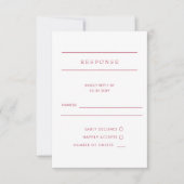 Einfache Elegante Minimal Modern Magenta Hochzeit RSVP Karte (Vorderseite)