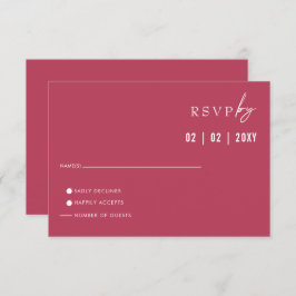 Einfache Elegante Minimal Modern Magenta Hochzeit RSVP Karte