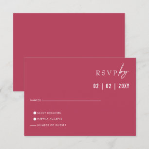 Einfache Elegante Minimal Modern Magenta Hochzeit RSVP Karte