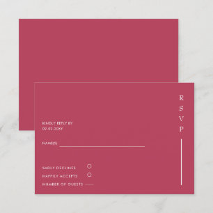 Einfache Elegante Minimal Modern Magenta Hochzeit RSVP Karte