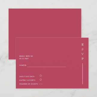 Einfache Elegante Minimal Modern Magenta Hochzeit RSVP Karte