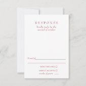 Einfache Elegante Minimal Modern Magenta Hochzeit RSVP Karte (Vorderseite)