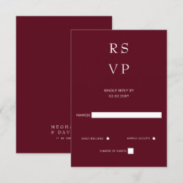 Einfache Elegante Minimal Moderne Burgundy Hochzei RSVP Karte
