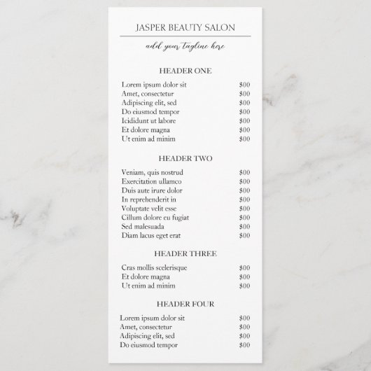 Einfache elegante Minimal Moderne Business-Preisli (Vorderseite)