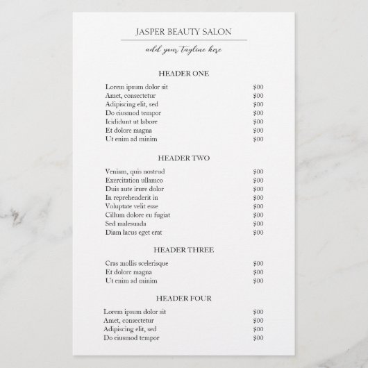 Einfache elegante Minimal Moderne Business-Preisli Flyer (Vorne)