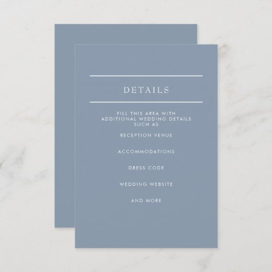 Einfache Elegante Minimal Moderne dufte blaue Hoch Begleitkarte (Vorne/Hinten)