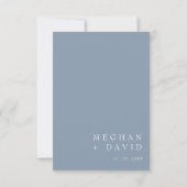 Einfache Elegante Minimal Moderne dufte blaue Hoch RSVP Karte (Rückseite)
