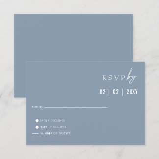 Einfache Elegante Minimal Moderne dufte blaue Hoch RSVP Karte