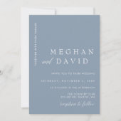 Einfache Elegante Minimal Moderne Dusty Blue Weddi Einladung (Vorderseite)