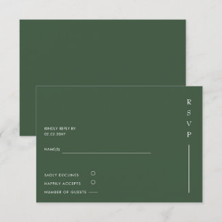 Einfache Elegante Minimal Moderne Grüne Hochzeit RSVP Karte