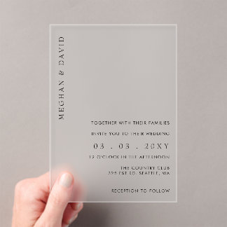 Einfache Elegante Minimal Moderne Hochzeit Acryleinladungen