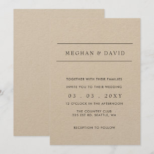 Einfache Elegante Minimal Moderne Hochzeit Einladu Einladung