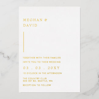 Einfache Elegante Minimal Moderne Hochzeit Folieneinladung