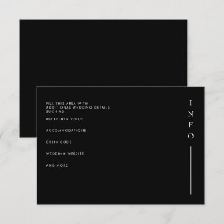 Einfache Elegante Minimal Moderne Schwarze Hochzei Begleitkarte