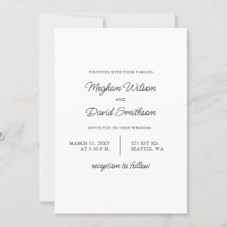 Einfache Elegante Minimal Moderne Schwarze Hochzei Einladung