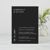Einfache Elegante Minimal Moderne Schwarze Hochzei Einladung (Stehend Vorderseite)