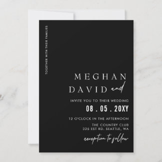 Einfache Elegante Minimal Moderne Schwarze Hochzei Einladung