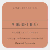 EINFACHE ELEGANTE MINIMAL MODERNE TERRACOTTA ORANG QUADRATISCHER AUFKLEBER (Vorderseite)