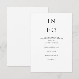 Einfache Elegante Minimal Moderne Weiße Hochzeit Begleitkarte