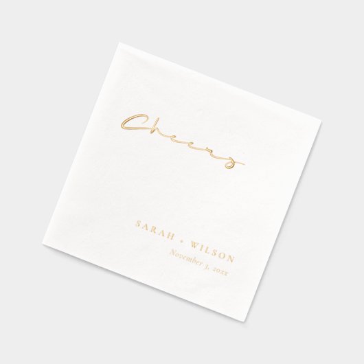 Einfache Elegante Minimal Topographie Cheers Weddi Servietten Mit Folie (Links)