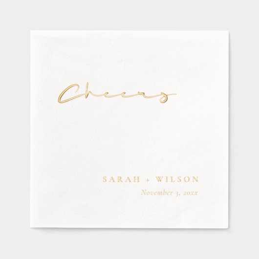 Einfache Elegante Minimal Topographie Cheers Weddi Servietten Mit Folie (Vorderseite)