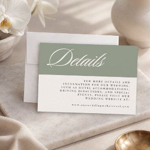 Einfache Elegante Minimale Hochzeit in Salbeigrün Begleitkarte