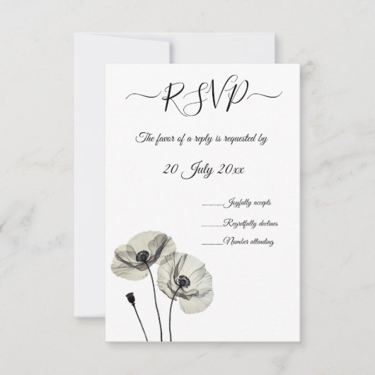 Einfache Elegante Minimalismus Schwarze und weiße RSVP Karte (Vorderseite)