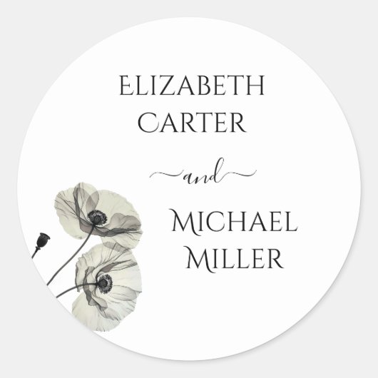 Einfache Elegante Minimalismus Schwarze und weiße  Runder Aufkleber (Vorderseite)