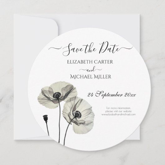 Einfache Elegante Minimalismus Schwarze und weiße  Save The Date (Vorderseite)