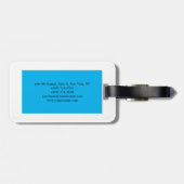 Einfache Elegante Minimalistisch Moderne Blau Weiß Gepäckanhänger (Rückseite horizontal)