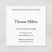 Einfache Elegante Minimalistisch Moderne Eyelashes Quadratische Visitenkarte (Rückseite)