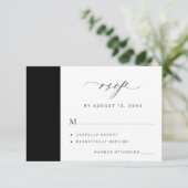 Einfache, elegante, minimalistisch-schwarz-weiße H RSVP Karte (Stehend Vorderseite)