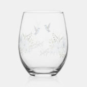 Einfache Elegante Minimalistische Bird Overlay Hoc Weinglas Ohne Stiel (Rückseite)