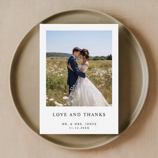 Einfache, elegante Minimalistische Foto Hochzeit Dankeskarte