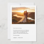Einfache, elegante Minimalistische Foto Hochzeit Dankeskarte (Rückseite)