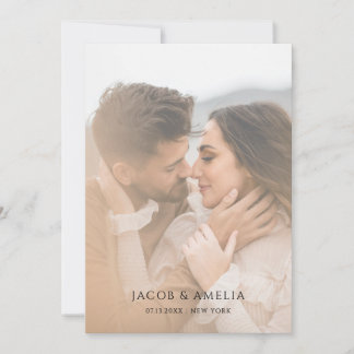 Einfache, elegante Minimalistische Foto Hochzeit Save The Date