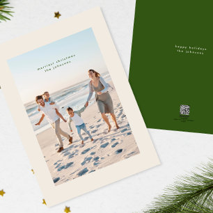 Einfache elegante minimalistische grüne Creme-Weih Feiertagskarte