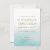 Einfache, elegante Minimalistische Hochzeit am Str Dankeskarte (Rückseite)