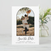 Einfache, elegante Minimalistische Hochzeit mit zw Save The Date (Stehend Vorderseite)